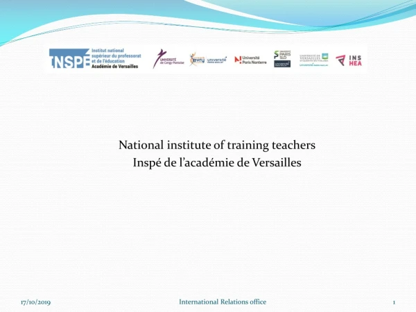 National institute of training teachers Inspé de l’académie de Versailles