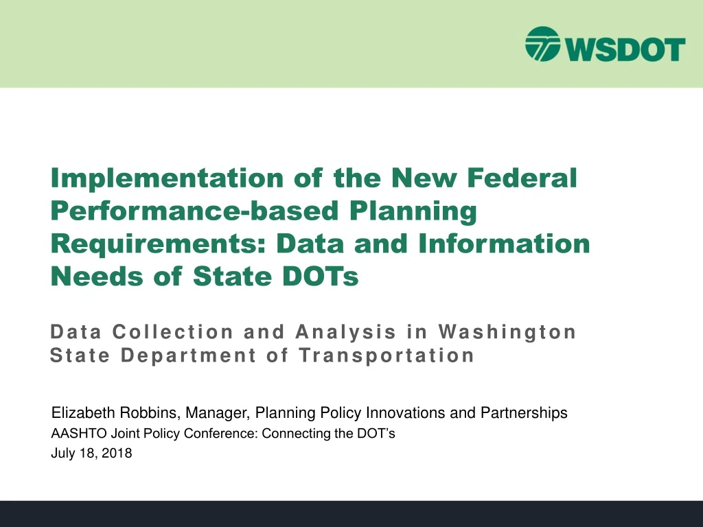 implementation of the new federal performance