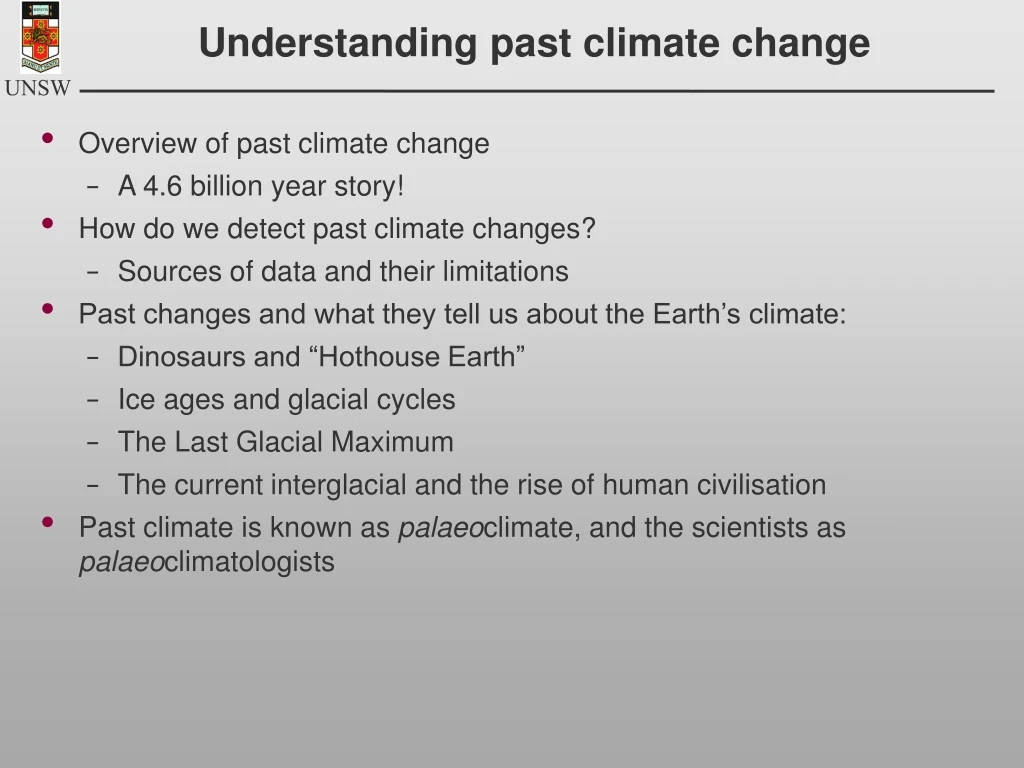 understanding past climate change