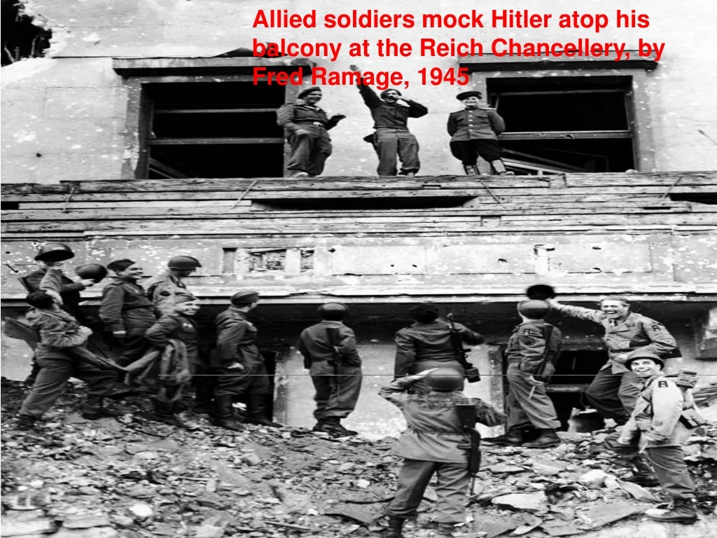 allied soldiers mock hitler atop his balcony