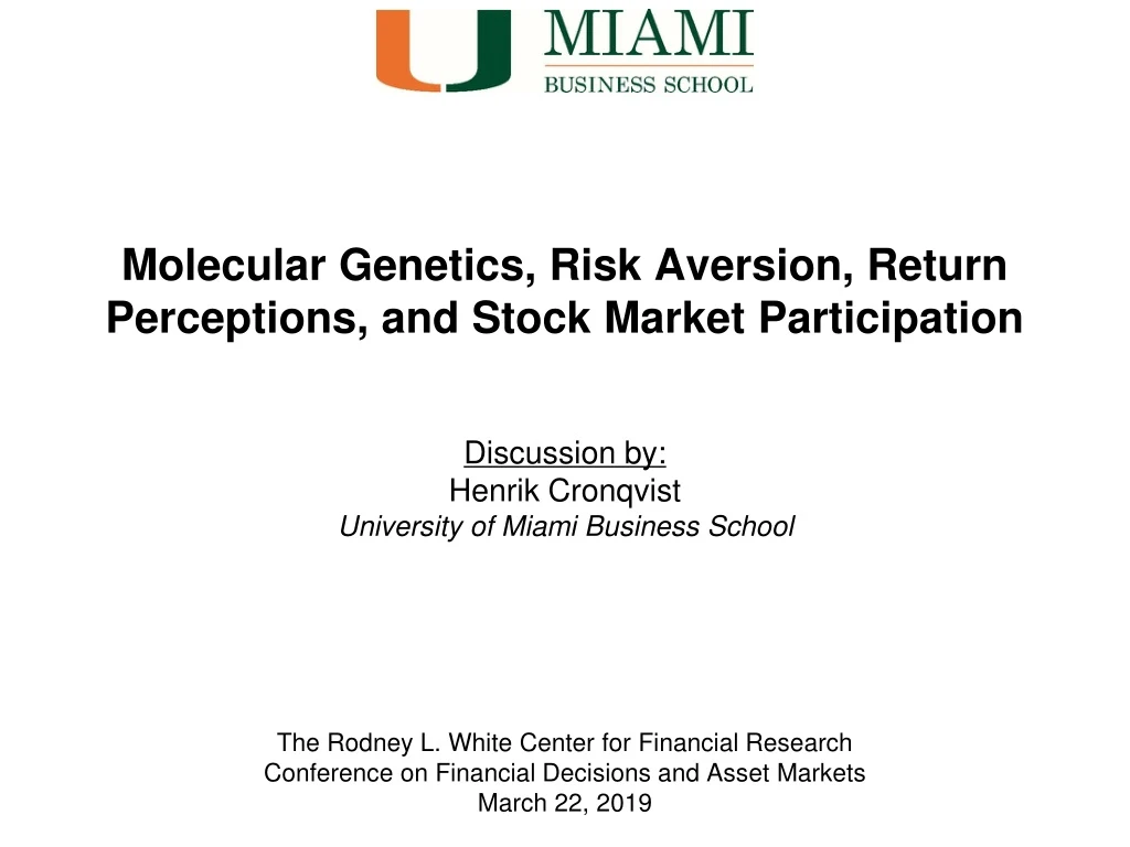 molecular genetics risk aversion return