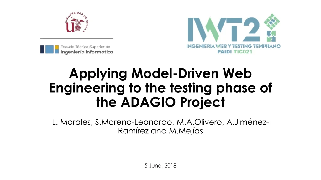 applying model driven web engineering to the testing phase of the adagio project