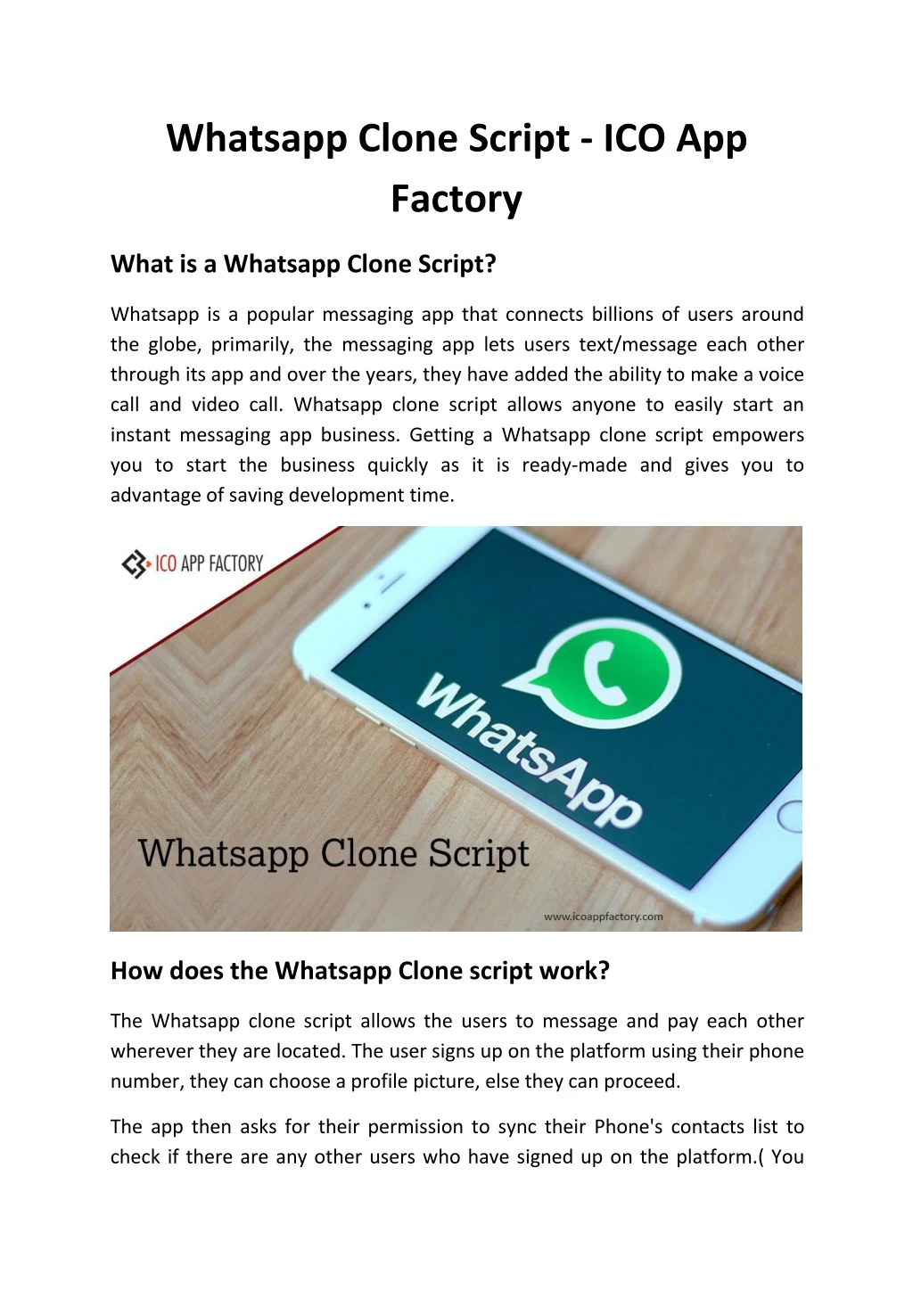 whatsapp clone script ico app factory