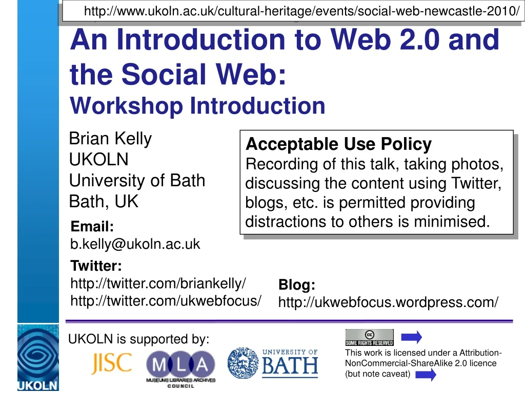 an introduction to web 2 0 and the social web workshop introduction