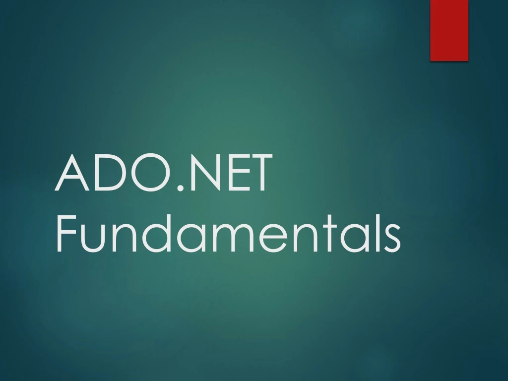 ado net fundamentals