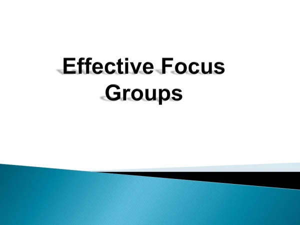 Effective Focus Groups