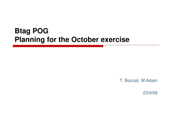 Btag POG Planning for the October exercise