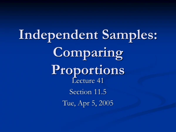 Independent Samples: Comparing Proportions