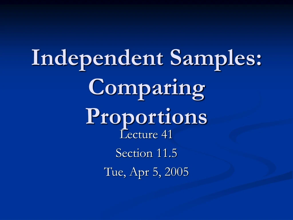 independent samples comparing proportions