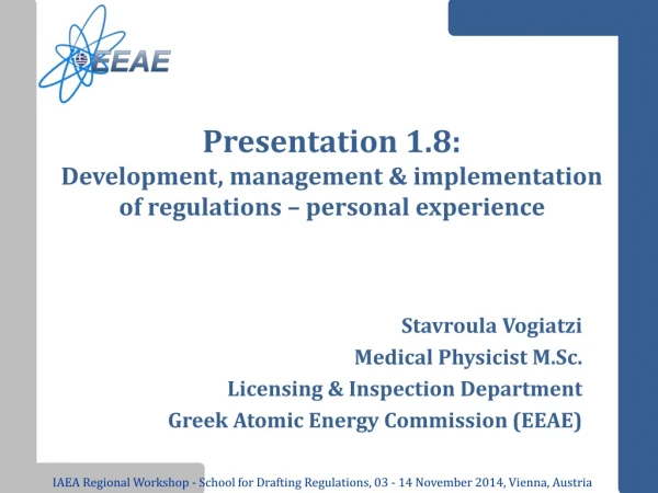 Presentation 1.8: Development, management &amp; implementation