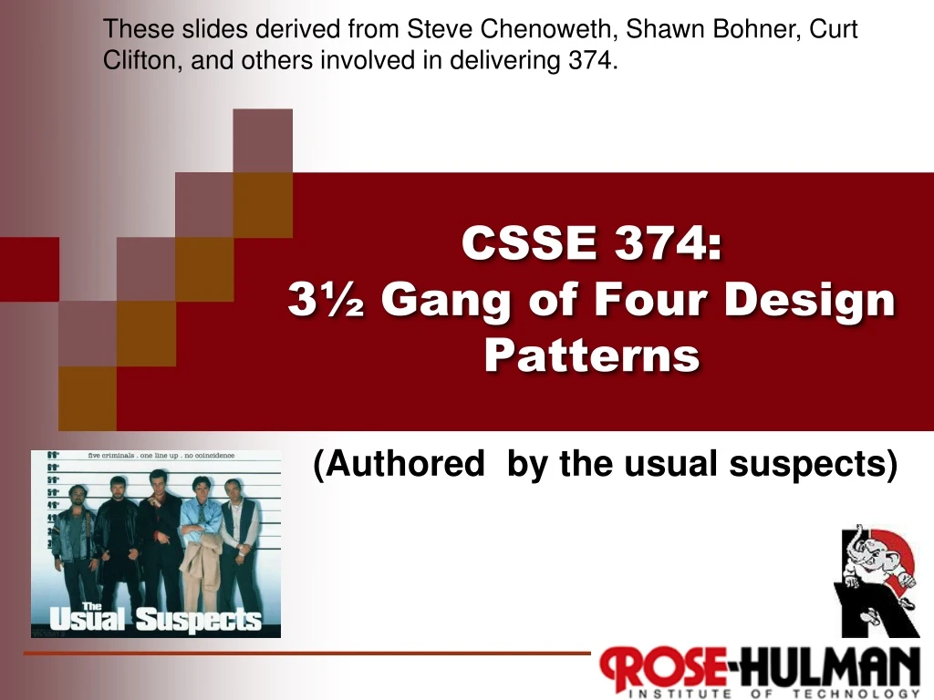 csse 374 3 gang of four design patterns