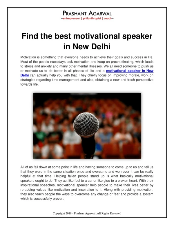 Motivational speaker in New Delhi