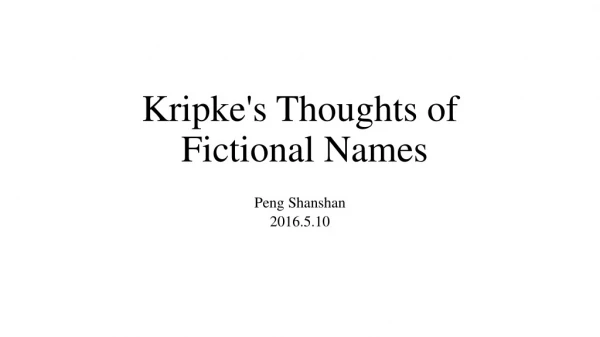Kripke's Thoughts of Fictional Names