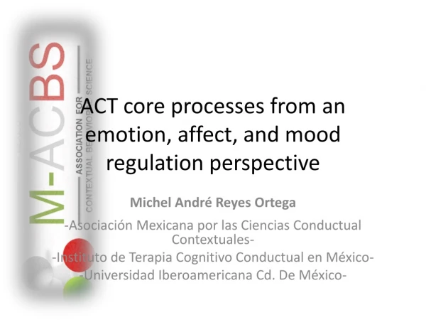 ACT core processes from an emotion , affect , and mood regulation perspective