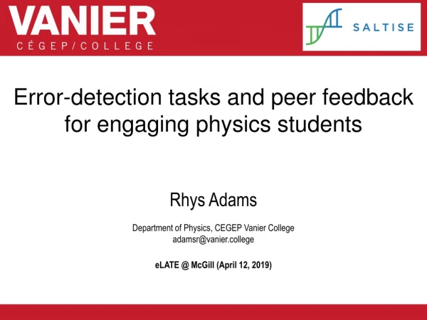 Rhys Adams Department of Physics, CEGEP Vanier College adamsr@vanier.college