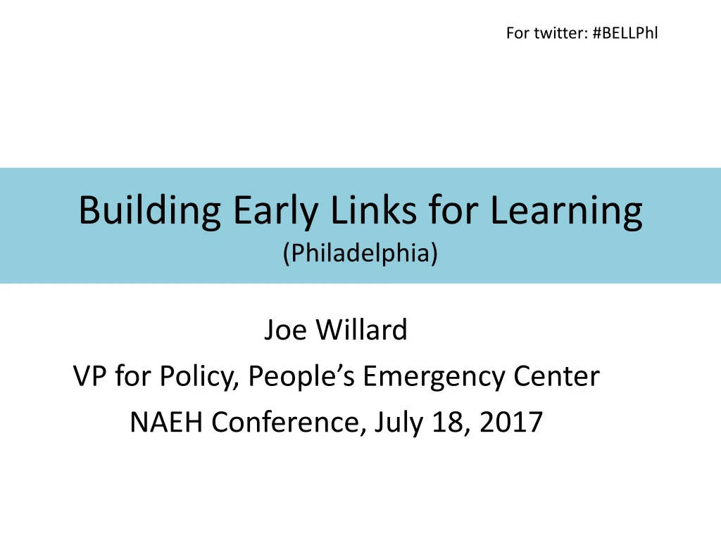 building early links for learning philadelphia