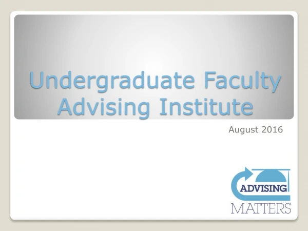 Undergraduate Faculty Advising Institute