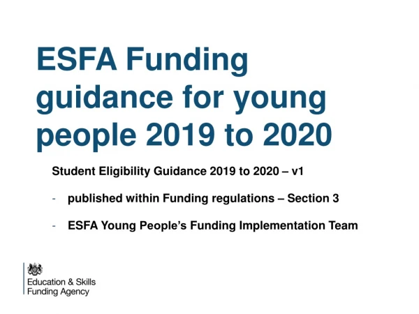 ESFA Funding guidance for young people 2019 to 2020