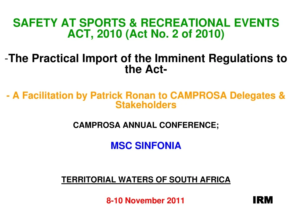 safety at sports recreational events act 2010