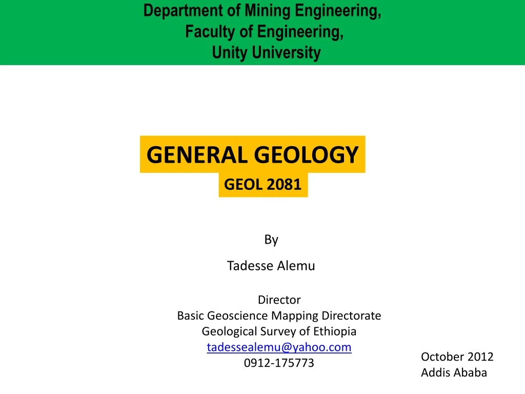 department of mining engineering faculty