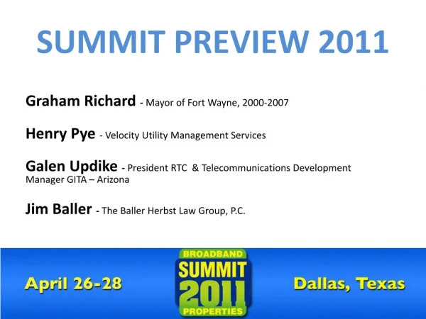 Summit Preview 2011