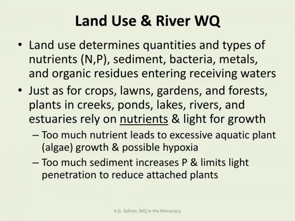 Land Use &amp; River WQ