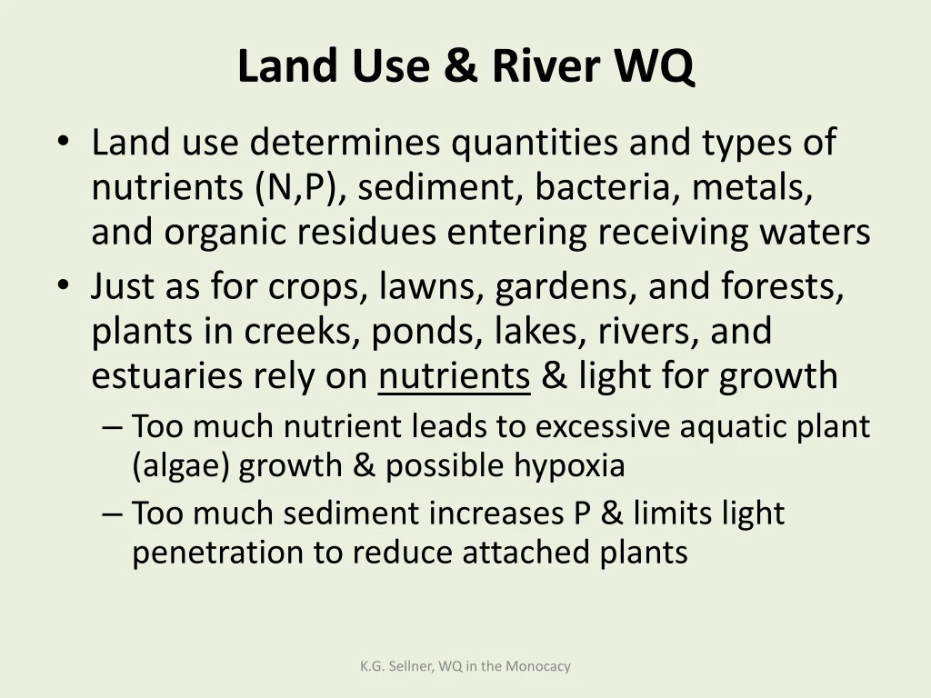land use river wq