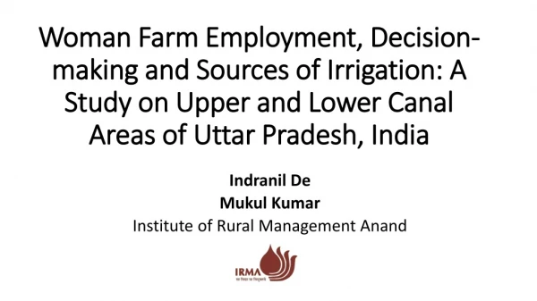 Indranil De Mukul Kumar Institute of Rural Management Anand