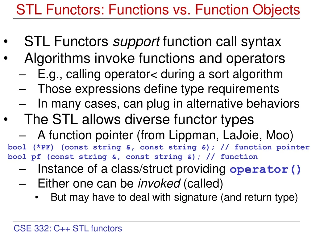 stl functors functions vs function objects