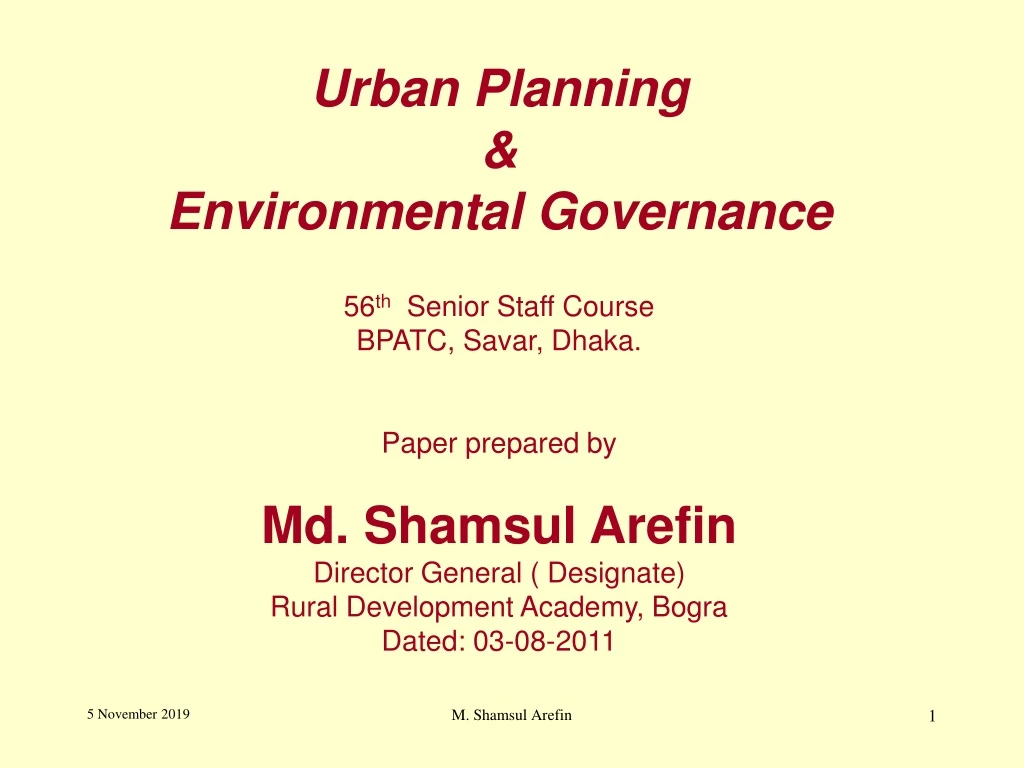 urban planning environmental governance