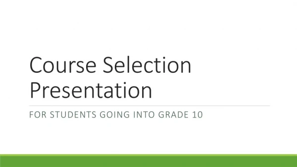 Course Selection Presentation