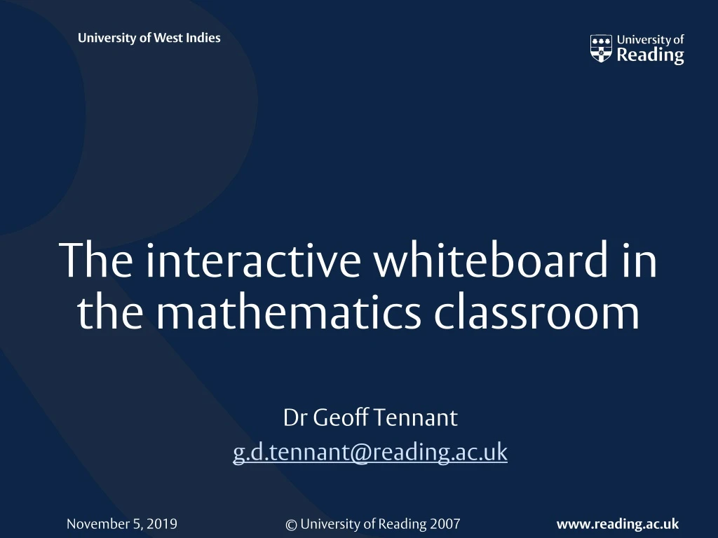 the interactive whiteboard in the mathematics classroom