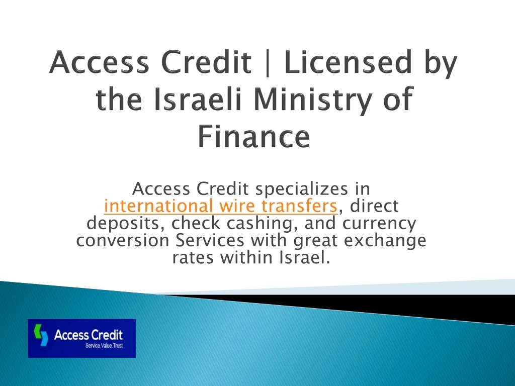 access credit licensed by the israeli ministry of finance