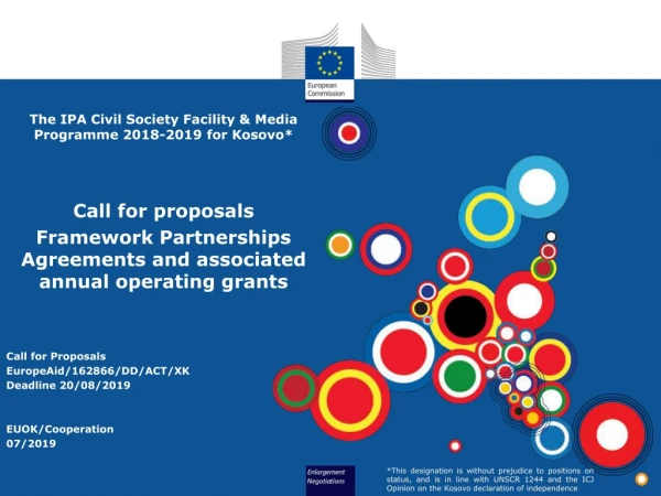 The IPA Civil Society Facility &amp; Media Programme 2018-2019 for Kosovo* Call for proposals