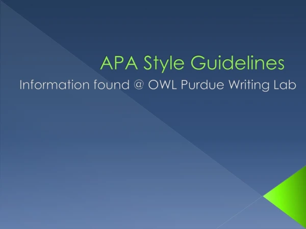 APA Style Guidelines