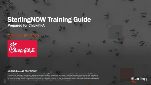 SterlingNOW Training Guide Prepared for Chick-fil-A