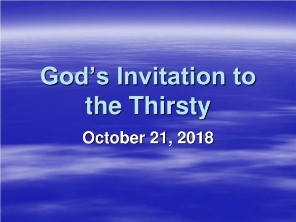 God’s Invitation to the Thirsty
