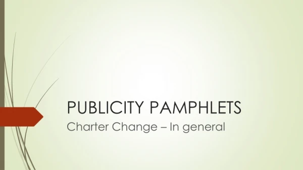 PUBLICITY PAMPHLETS
