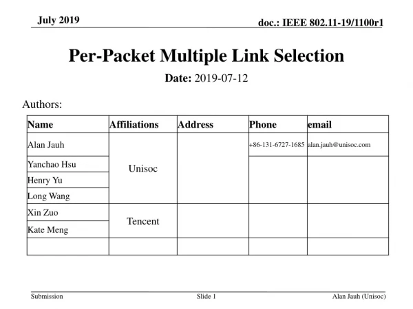 Per-Packet Multiple Link Selection
