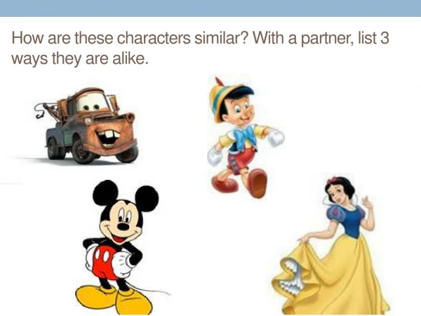 How are these characters similar? With a partner, list 3 ways they are alike.