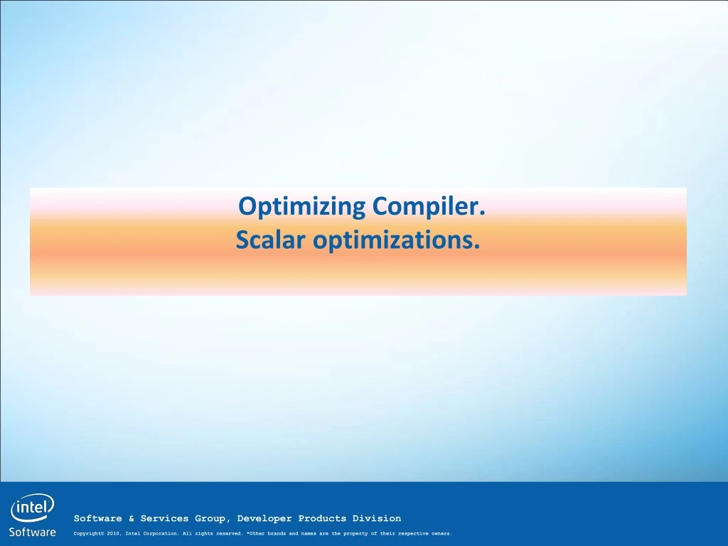 optimizing compiler scalar optimizations