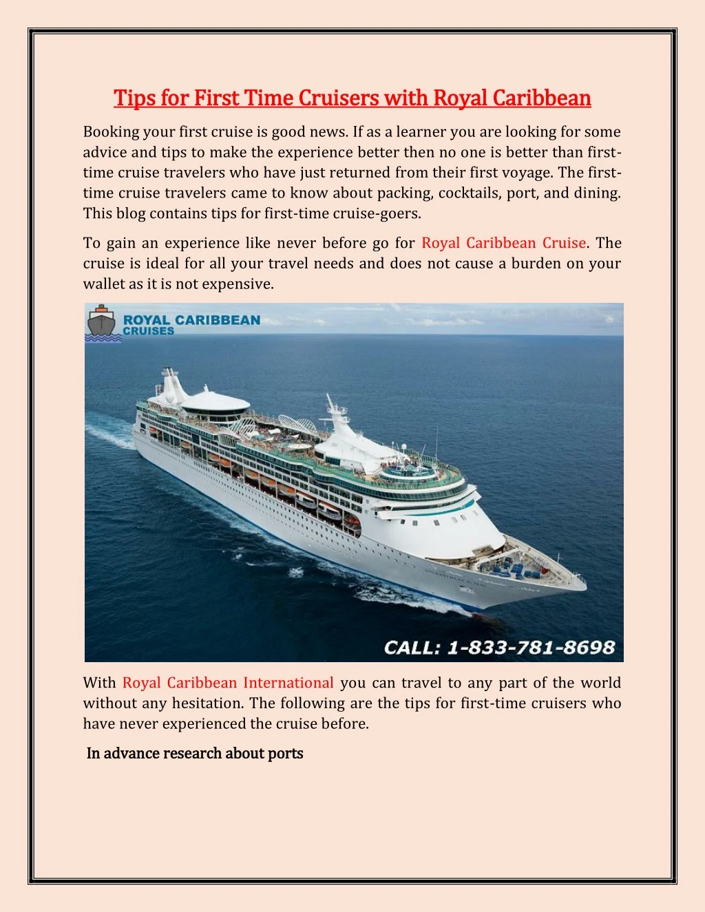 tips for first tips for first time cruisers with