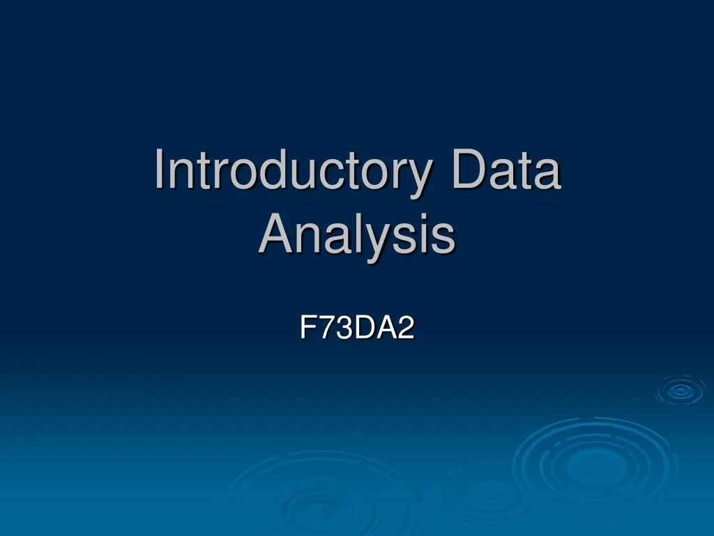 introductory data analysis