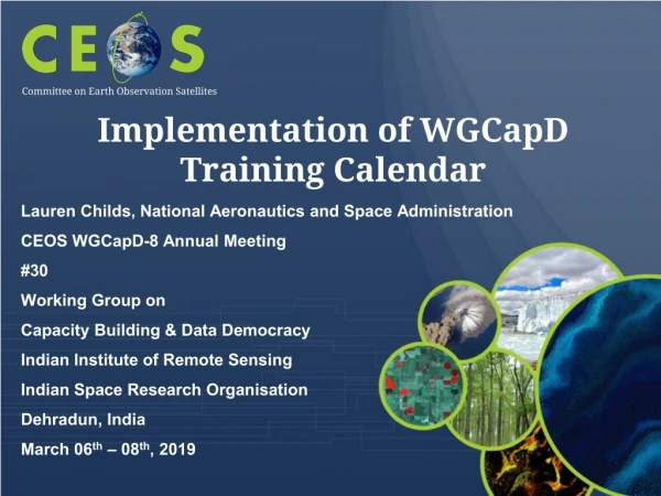 Implementation of WGCapD Training Calendar