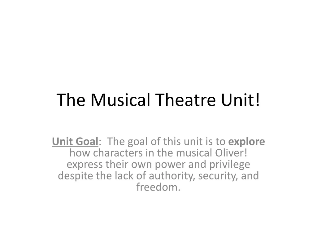 the musical theatre unit