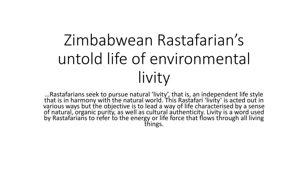 zimbabwean rastafarian s untold life of environmental livity