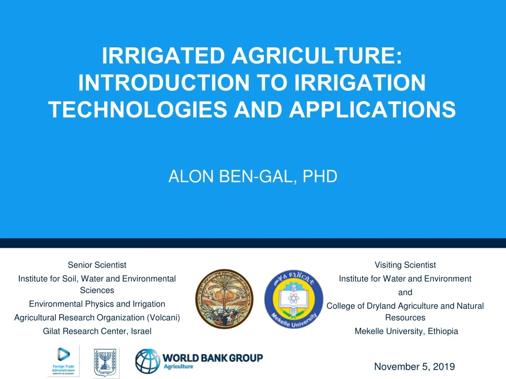 irrigated agriculture introduction to irrigation technologies and applications