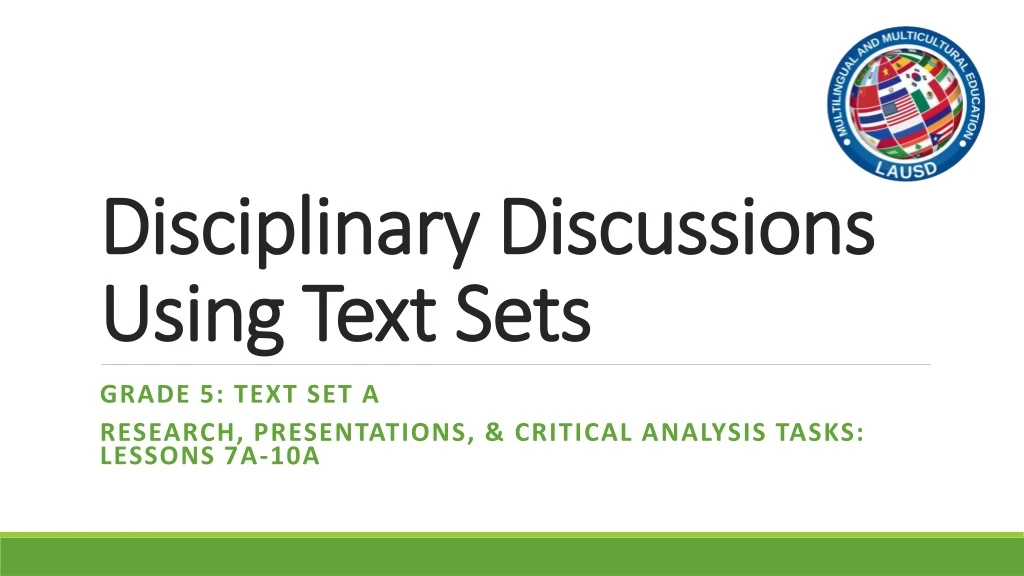 disciplinary discussions using text sets