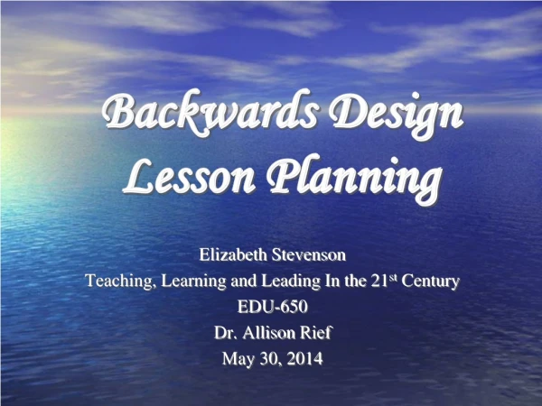 Backwards Design Lesson Planning