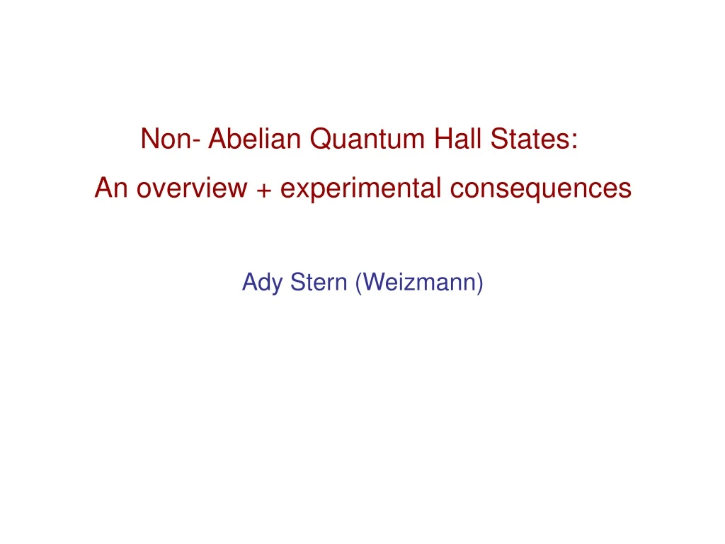 non abelian quantum hall states an overview